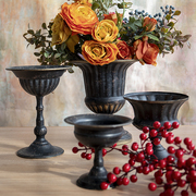 古典高脚杯花器花瓶花翁花盆，复古欧式铁艺插花器皿金色烛台摆件