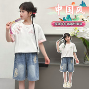 3岁4女童套装夏季5中国风6小女孩短袖两件套小学生儿童姐妹闺蜜装