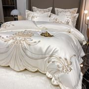 床上用品四件套纯棉白色床单100欧式奢华感被套独立站