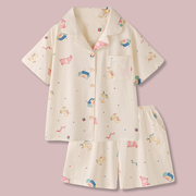 『夏夜乐园』可爱动物凉感纯棉睡衣女夏季短袖卡通家居服套装