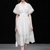 夏季女装气质法式白色收腰显瘦风衣连衣裙纱裙长裙子1429