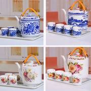 景德镇陶瓷茶壶大容量青花瓷凉水壶，大号冷水壶，夏季家用茶水壶防爆