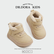 dr.dora朵拉博士冬季棉靴婴幼儿，宝宝鞋子加绒厚保暖短靴小童学步