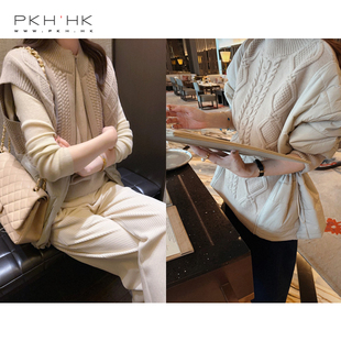 pkh.hk特上新时髦(新时髦)小众，扭花羊毛棉服拼接可调节抽绳系列马甲外套