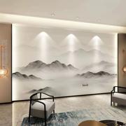 新中式抽象意境水墨山水壁布客厅电视背景墙壁纸卧室墙布无缝壁画