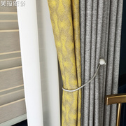 简约北欧森系双面肌理灰黄撞色拼接棉麻客厅窗帘定制2022遮光