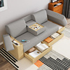 北欧原木小户型客厅科技布梳化仓储物，可折叠多功能布艺沙发床两用