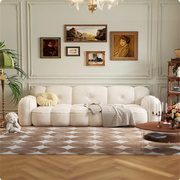 法式奶油风猫抓布客厅，小户型模块棉花糖云朵，拼色网红直排布艺沙发