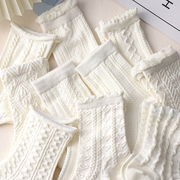 白色jk袜子女中筒袜春秋季ins潮制服棉袜可爱日系堆堆袜纯白长袜