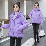 时尚短款棉衣女2023韩版小个子宽松大码棉袄冬季百搭连帽外套