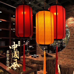 中国风仿古中式吊灯，新中式羊皮灯笼挂饰，户外广告布艺冬瓜灯笼定制