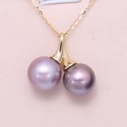 diy手工制作珍珠项坠不含珍珠，单个双珠吊坠银饰s925纯银吊坠配件