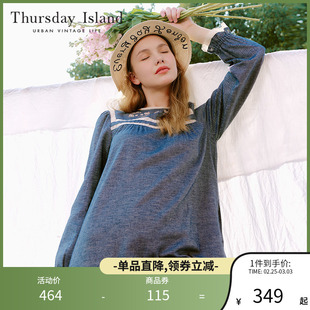 Thursday Island星期四岛屿冬季纯棉简约长袖连衣裙T238MOP533W