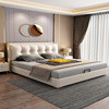 轻奢华型1.8米主卧设计真皮双人，软床北欧简约现代小户型储物婚床