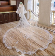 2022韩式新娘长款3米蕾丝旅拍头纱结婚长拖尾头纱