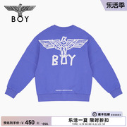 boylondon秋冬情侣款长袖闪电，紫经典logo印花休闲圆领卫衣n03018