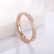 上市 时尚十钻戒指镶钻玫瑰金钛钢指环 情侣对戒创意气质