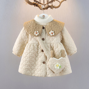 女宝宝冬季棉服外套时髦童装1-2-3岁女童加绒外套婴儿冬天外出服