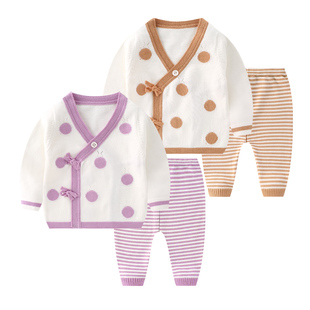 新生儿毛衣套装春秋装，婴儿线衣套装针织衫，初生满月宝宝和尚服纱衣