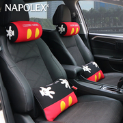 NAPOLEX 汽车头枕红黑米奇黑白桶型头枕抱枕腰靠内饰套装