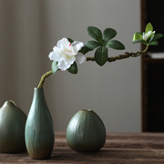 禅意花瓶新中式复古陶瓷小花器，单只干花文艺术花插摆件桌茶艺装饰