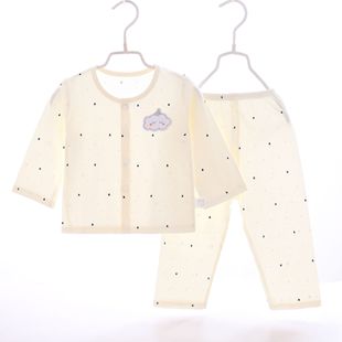 婴儿衣服夏季薄款男女宝宝，3-6月1-2岁纯棉，长袖分体套装无骨空调服