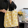 重工刺绣花朵皮带腋下单肩包韩版黄色山茶花托特包便携棉布袋