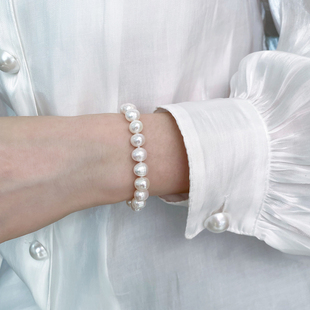 阿施琦 天然淡水珍珠手链ins小众设计螺纹珠子串珠手饰女士礼物
