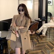 韩版两件套女装时尚洋气套装女2023春季格子吊带裙休闲西装