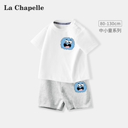 拉夏贝尔男童夏装套装，20241岁宝宝纯棉t恤儿童，短袖半袖小童装
