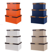 橙色皮质创意衣柜收纳盒整理盒加厚大容量样板间衣帽间收纳箱