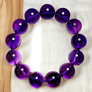 9a 收藏级 乌拉圭紫水晶手链男女款天然深紫色半宝石大颗16m