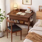 高档小书桌实木色卧室写字桌简约现代家用电脑桌学生 100橡胶木色