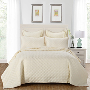 欧式纯棉床盖三件套纯色加厚夹棉床单全m棉，绗缝床罩单件夏凉薄