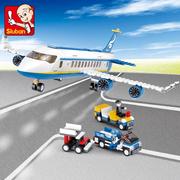 0366空中巴士航空系列水上飞机维修厂拼装积木男孩益智玩具