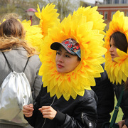 六一向日葵头套太阳花脸套运动会入场方阵花搞笑表演花团体操道具