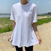 白色短袖t恤女2024夏设计感a字版遮肚子上衣韩版宽松休闲衣服