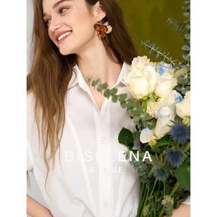 贝茜妮法式设计感白色衬衫，女2024春季宽松长袖衬衣高级感上衣