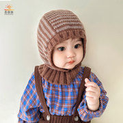 ins韩版宝宝针织披肩护耳帽儿童帽子围脖一体帽男女童复古秋冬季