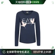 香港直邮EMPORIO ARMANI 女士海军蓝色棉质长袖T恤 6ZTT12-TJ12Z-