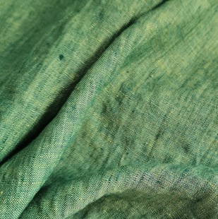 黄与绿奔跑在云朵，下的草原高品，色织亚麻面料衬衫裙子裤子布