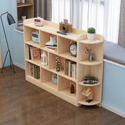 橡木书柜实木儿童书架，落地松木书橱格子柜转角，柜组合原木置物架