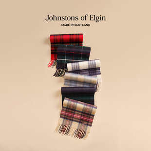 9折Johnstons of Elgin英伦经典格纹纯羊绒围巾男女