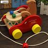 儿童益智力木质拖拉学步车，2-3-6岁宝宝拉线小拖车玩具小熊敲鼓车