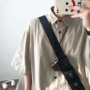 日系复古工装短袖衬衫男cityboy休闲宽松设计感小众潮牌衬衣外套