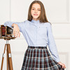 伊顿纪德校服女童中式立领蓝色长袖衬衫中小学生女生衬衣16C297