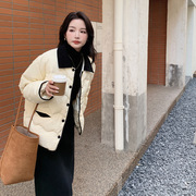 韩系米白色短款羽绒服女装冬季小个子显瘦加厚百搭白鸭绒外套