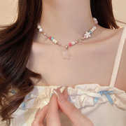 多巴胺五角星亚克力项链小众可爱设计感锁骨链甜美少女，心时尚颈链