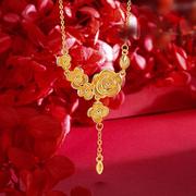 小众设计高级感玫瑰花套链 镀金超仙花朵锁骨套链沙金女项链