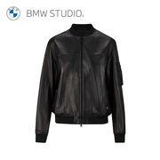 BMW Studio宝马女装皮衣外套女短款显瘦黑色皮夹克女士上衣
